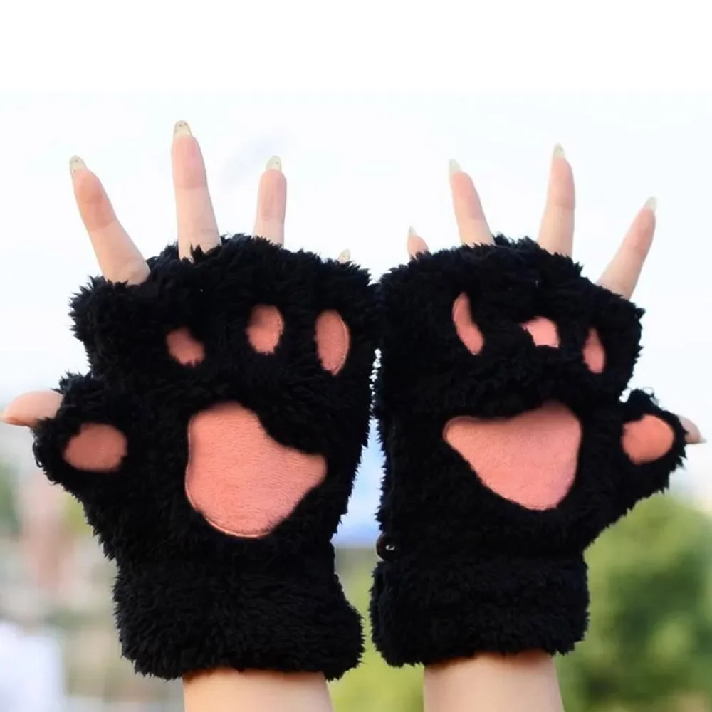 🆕Black Fingerless Cat Paw Gloves